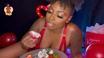 Strawberry mukbang ebony seduction